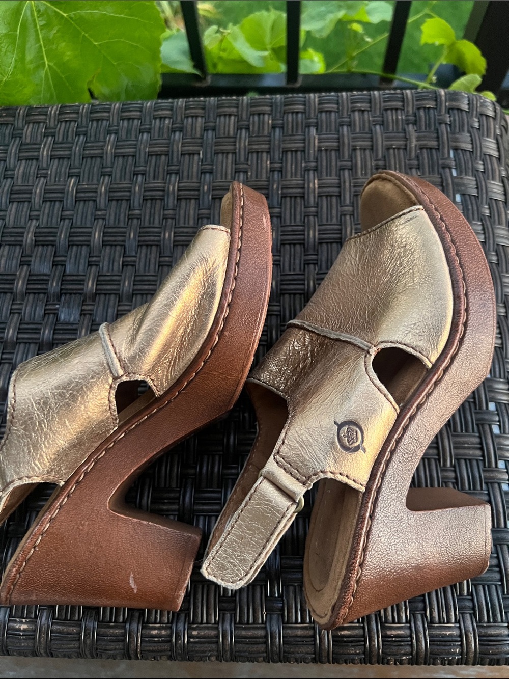 Born Metallic Bronze Open-Toe Platform Sandals - Picture 13 of 16